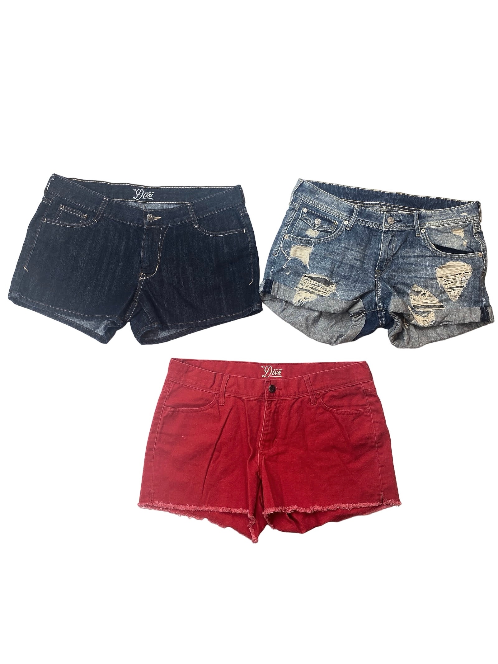 Old Navy & H&M Women's Multicolor Denim Raw Hem Mini Jean Shorts 3pc Lot Size 8